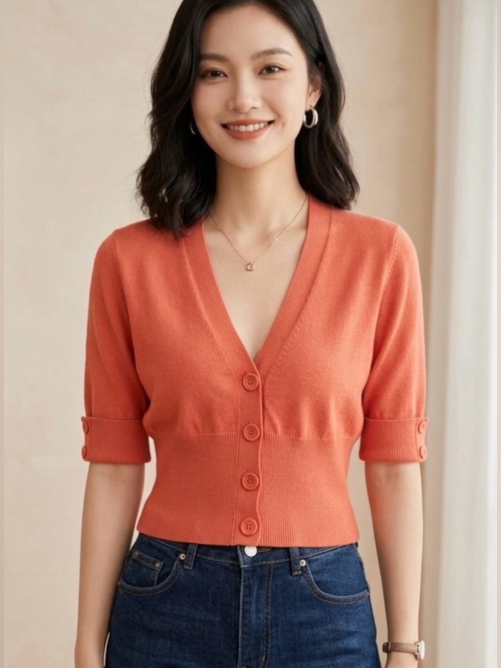 Takeout Orange Cropped Sweater (L)